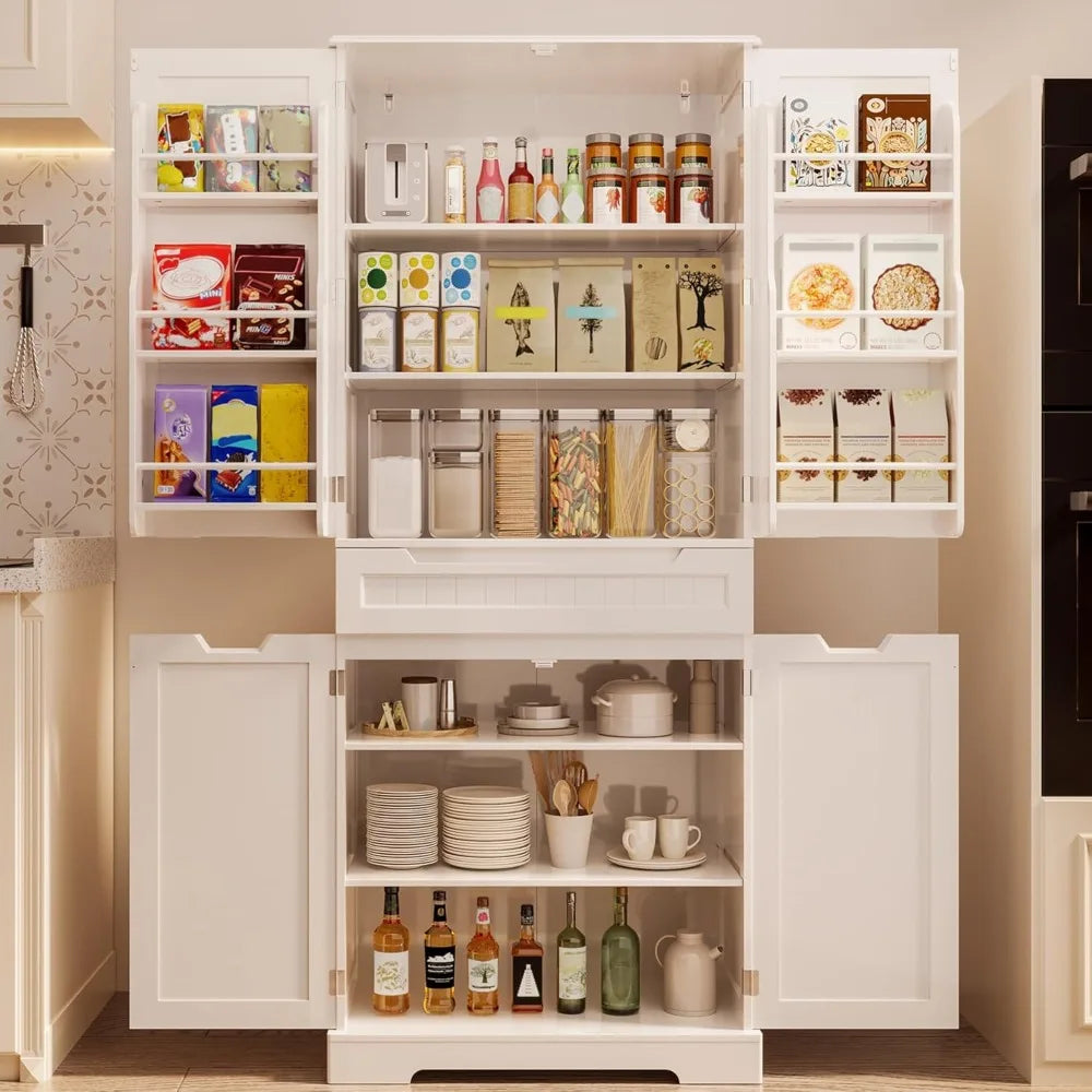 71" Tall Kitchen Pantry Cabinet with Doors and Shelves - Loft&Timber