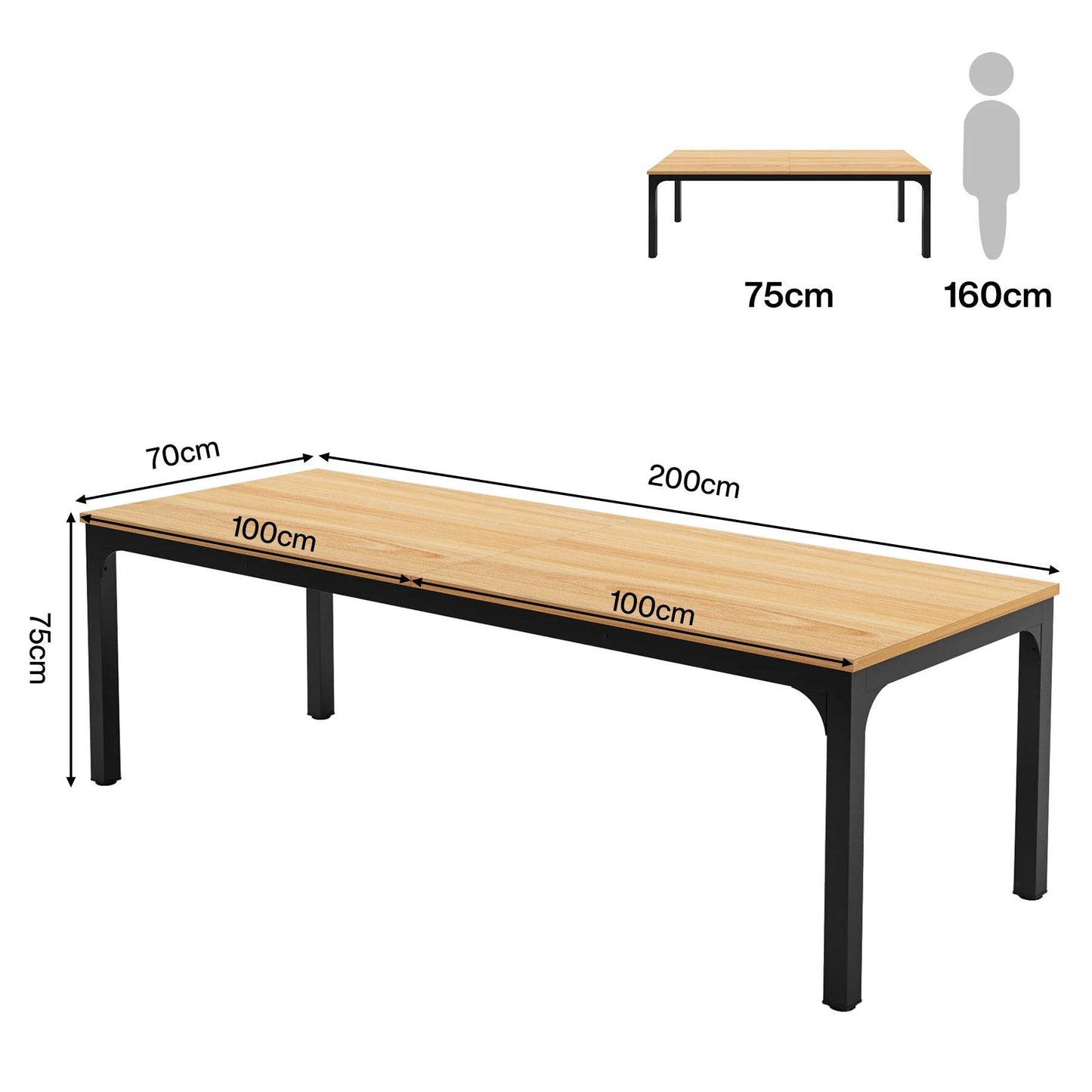 Tribesigns Dining Table for 6-8 People, 200cm - Loft&Timber