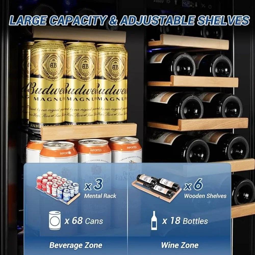 Wine and Beverage Refrigerator Black, 24 Inch Beverage Cooler - Loft&Timber