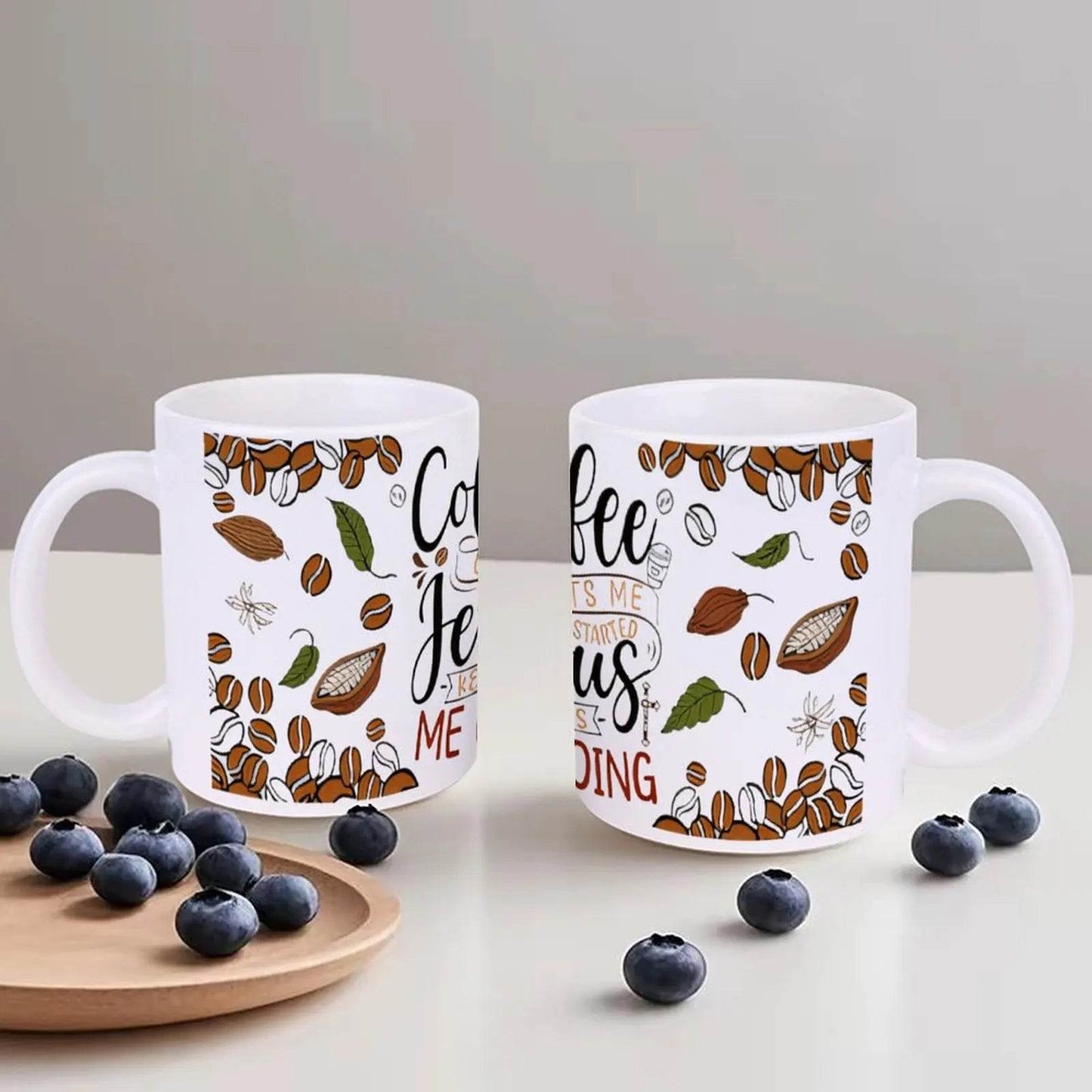 Coffee Gets Me Started Jesus Keeps Me Going Cute Glass Cup, 11oz Cute Mug - Loft&Timber