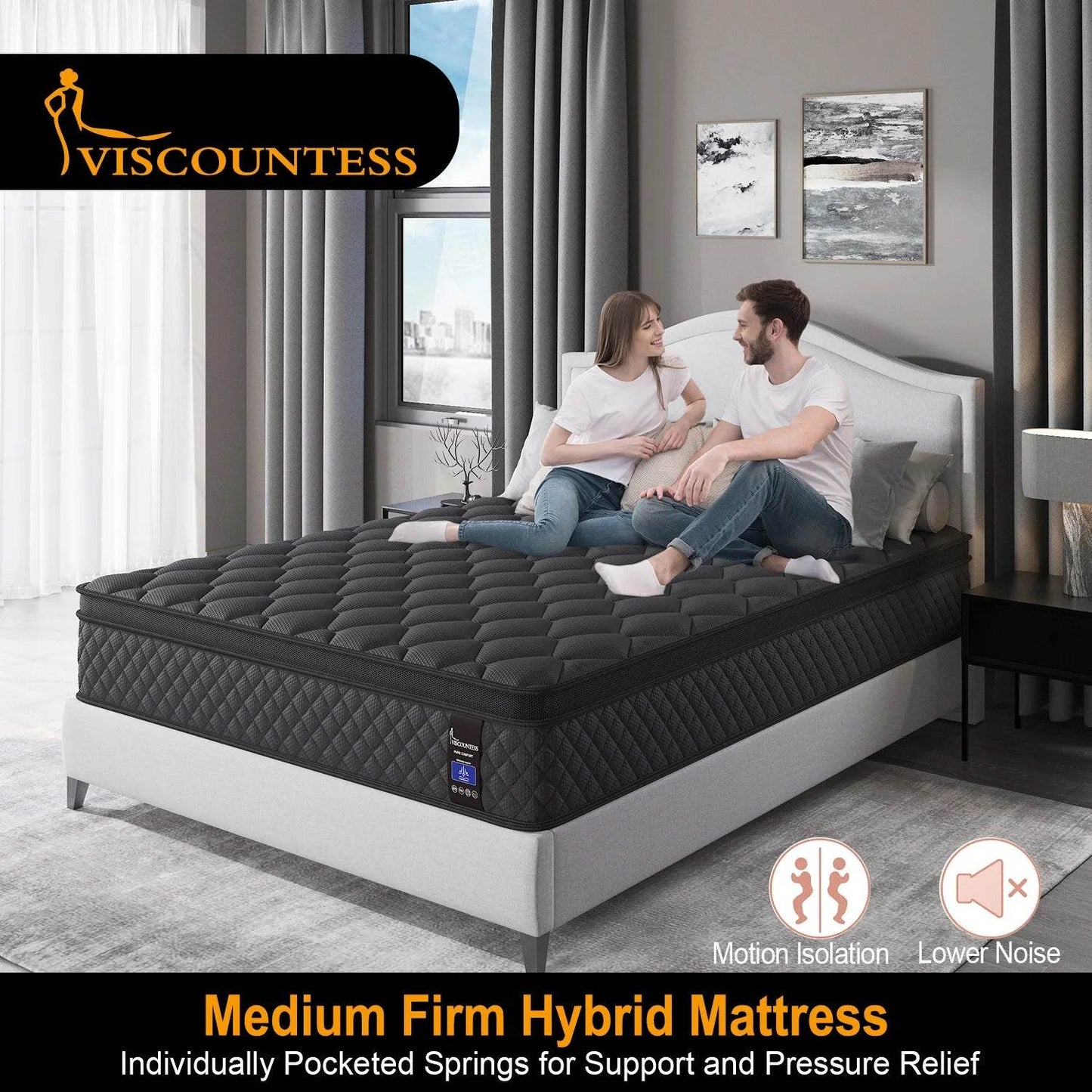 Twin Full Queen King Mattress in A Box, Hybrid Memory Foam - Loft&Timber