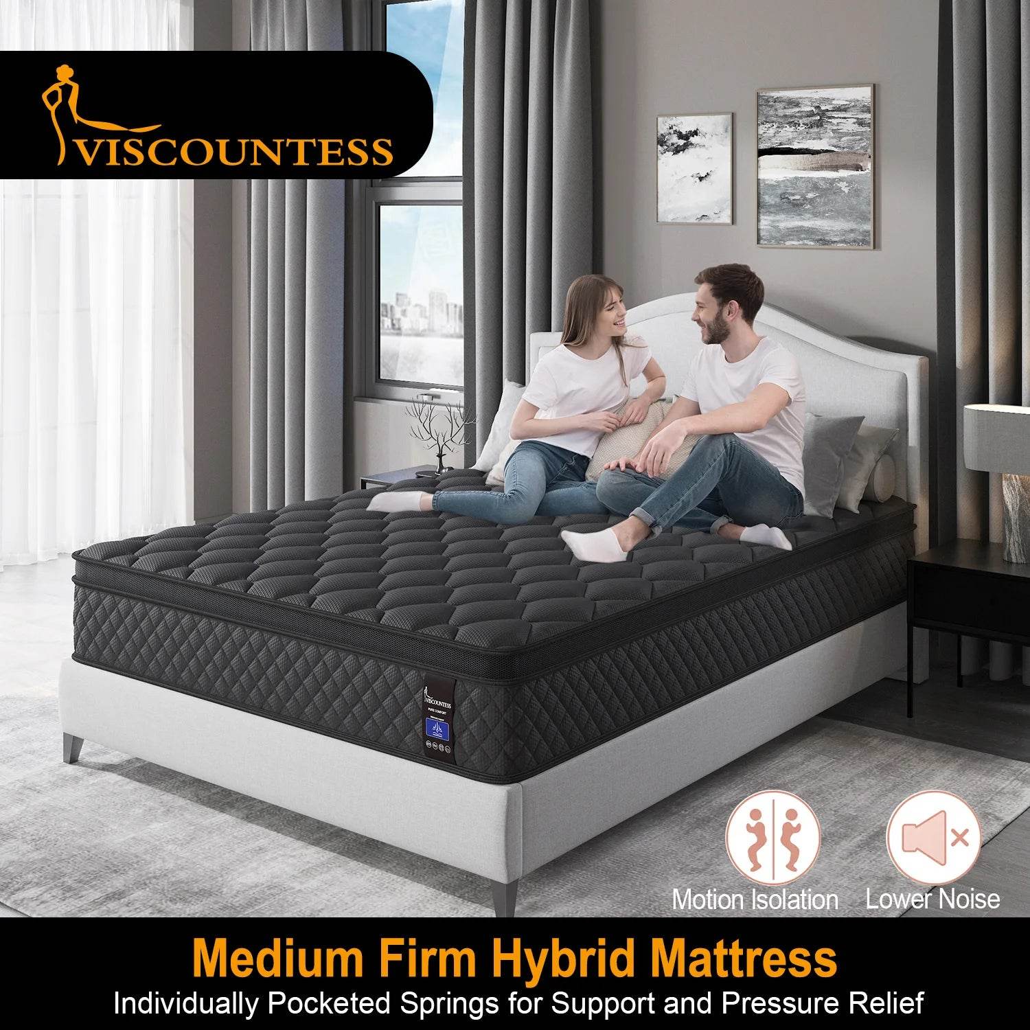 Twin Full Queen King Mattress in A Box, Hybrid Memory Foam - Loft&Timber