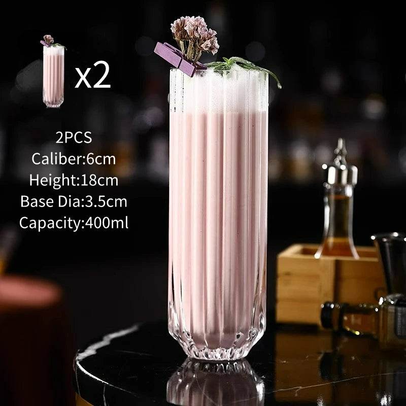 Korean Style Stripe Bud Cocktail Glasses Cup - Loft&Timber