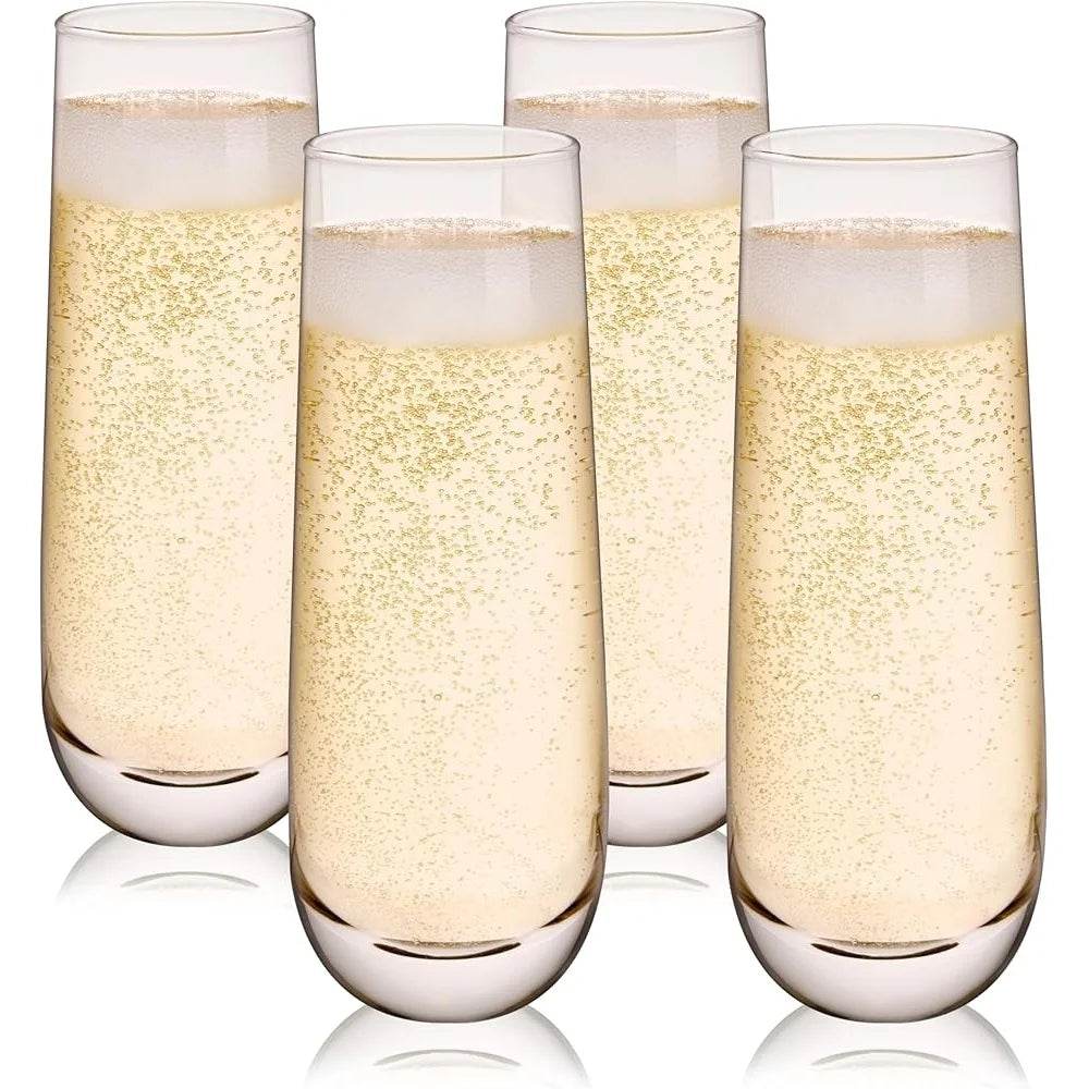 Stemless Champagne Flutes Set Durable Glass Drinking Cups - Loft&Timber
