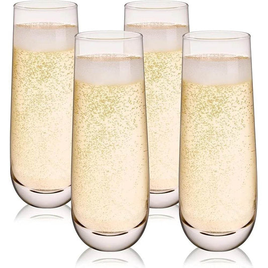 Stemless Champagne Flutes Set Durable Glass Drinking Cups - Loft&Timber
