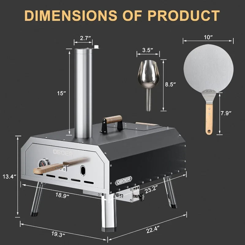 Pizza Oven Outdoor, Rotatable 16" Multi-Fuel Pizza Ovens