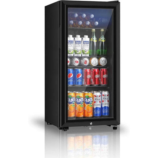 Beverage Refrigerator, 3.2 Cu.ft Mini Fridge with Double Glass Door