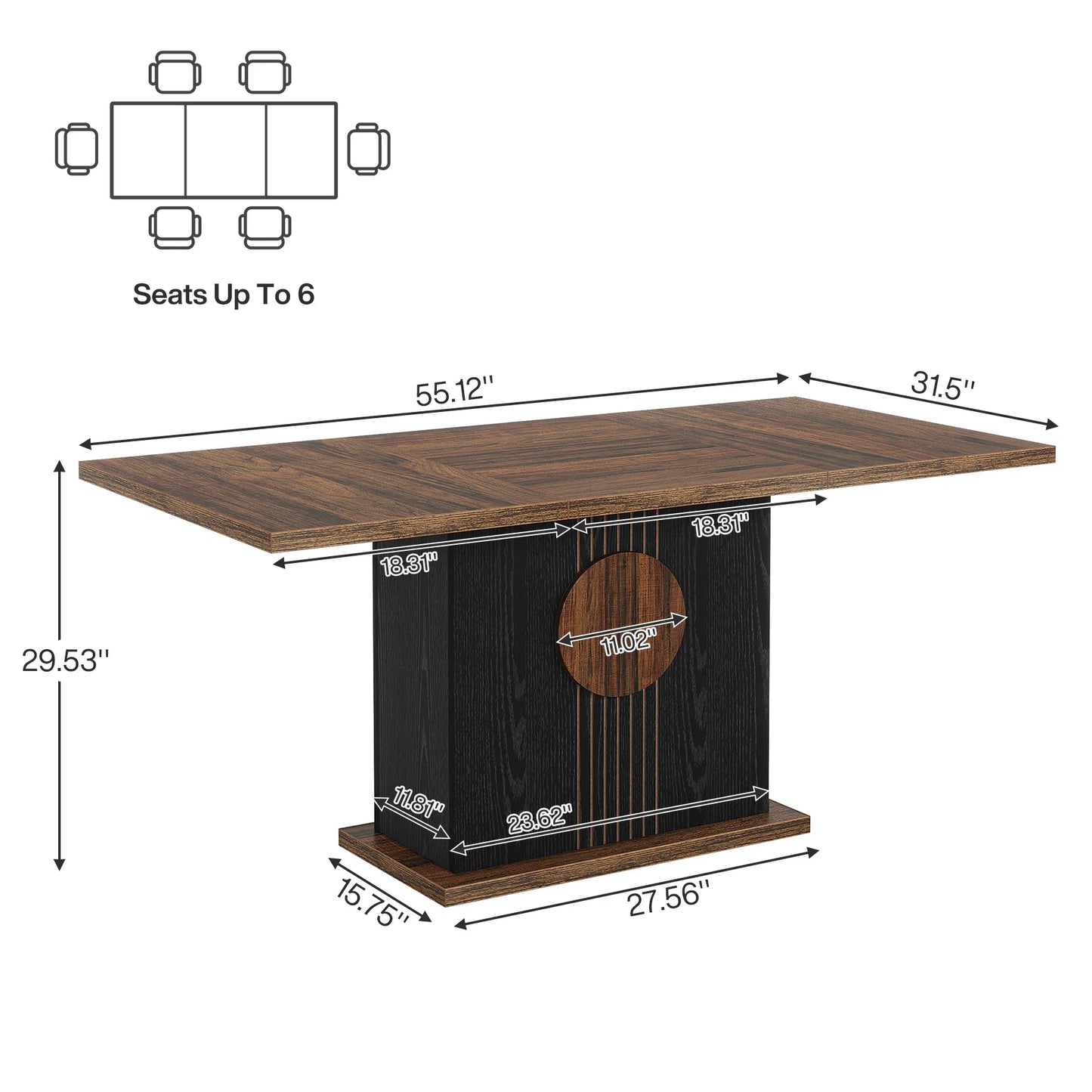 Tribesigns 55" Rectangular Dining Table for 4 to 6 - Loft&Timber