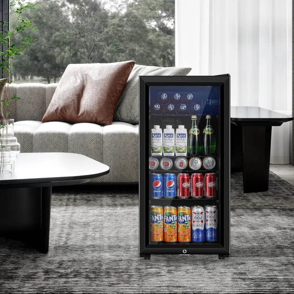 Beverage Refrigerator, 3.2 Cu.ft Mini Fridge with Double Glass Door - Loft&Timber