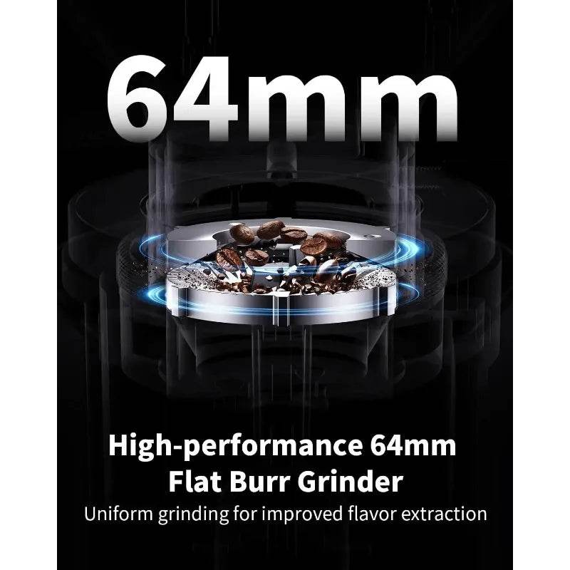 100 Grind Settings and All-Metal Chamber Coffee Bean Grinder Professional 64mm Burr Coffee Grinde - Loft&Timber