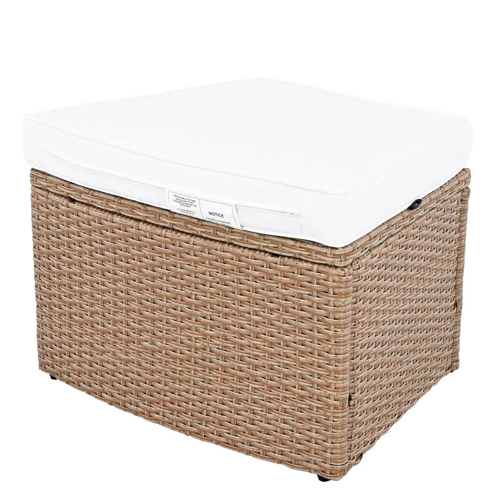 10-Piece Outdoor Sectional Rattan Sofa Set, White - Loft&Timber