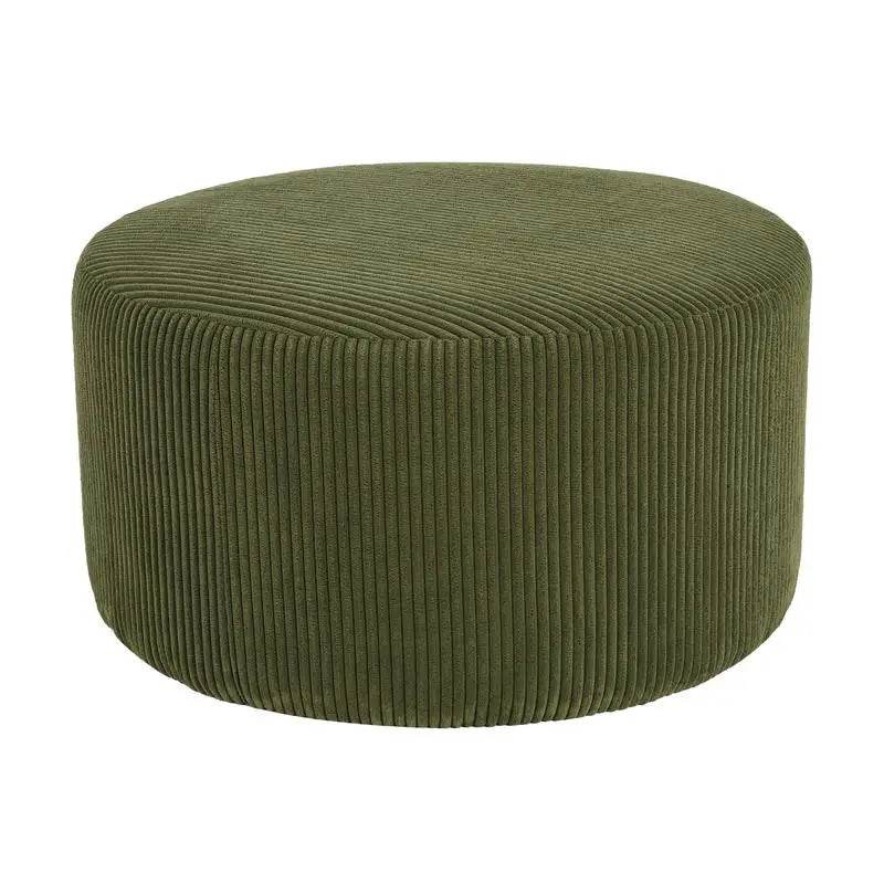 Round Upholstered Storage Ottoman with Memory Foam - Loft&Timber