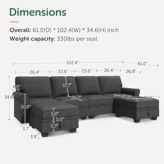 Sectional Sofa with Storage - Loft&Timber