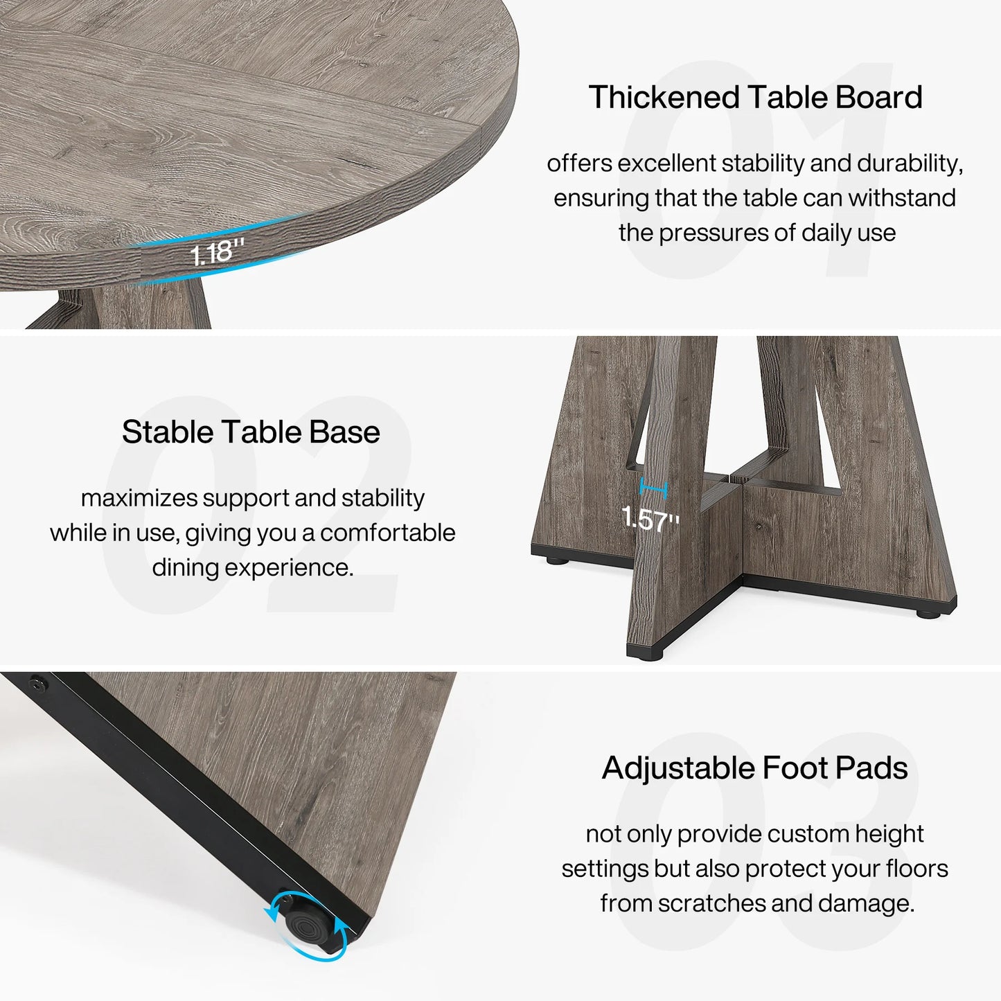 Tribesigns Round Dining Table for 4, 47" - Loft&Timber