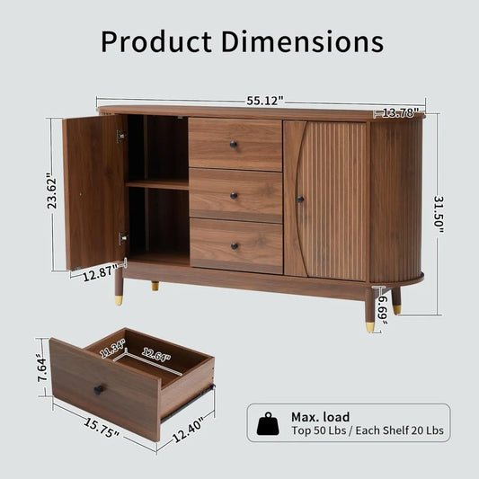 55" Sideboard Buffet Cabinet with Storage - Loft&Timber