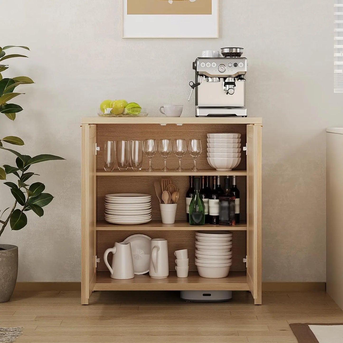 34" Rattan Sideboard Buffet Cabinet - Loft&Timber
