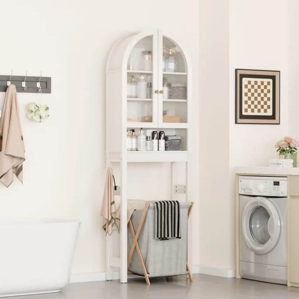 Contemporary 23.7 inch wide storage cabinet with acrylic doors over toilet - Loft&Timber