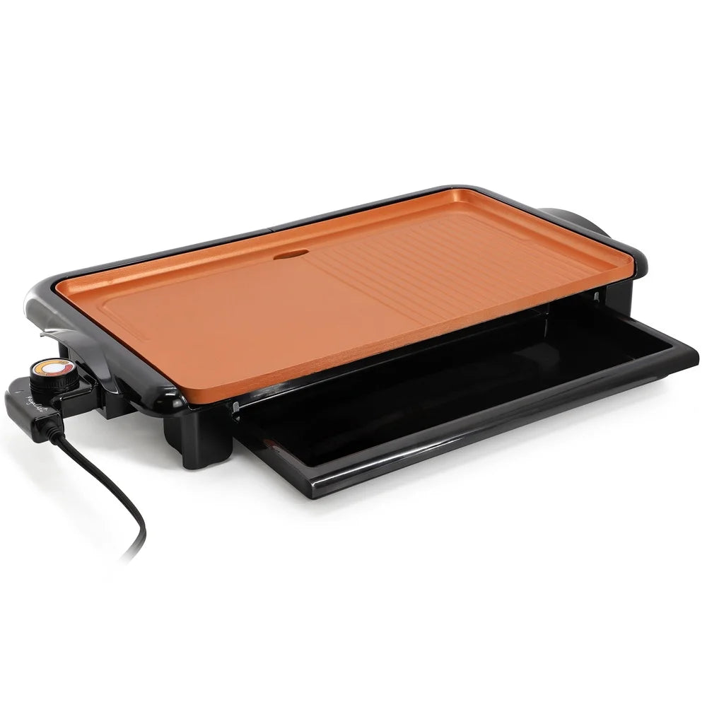 18.89" Electric Grill Griddle Non-Stick Copper Coating - Loft&Timber