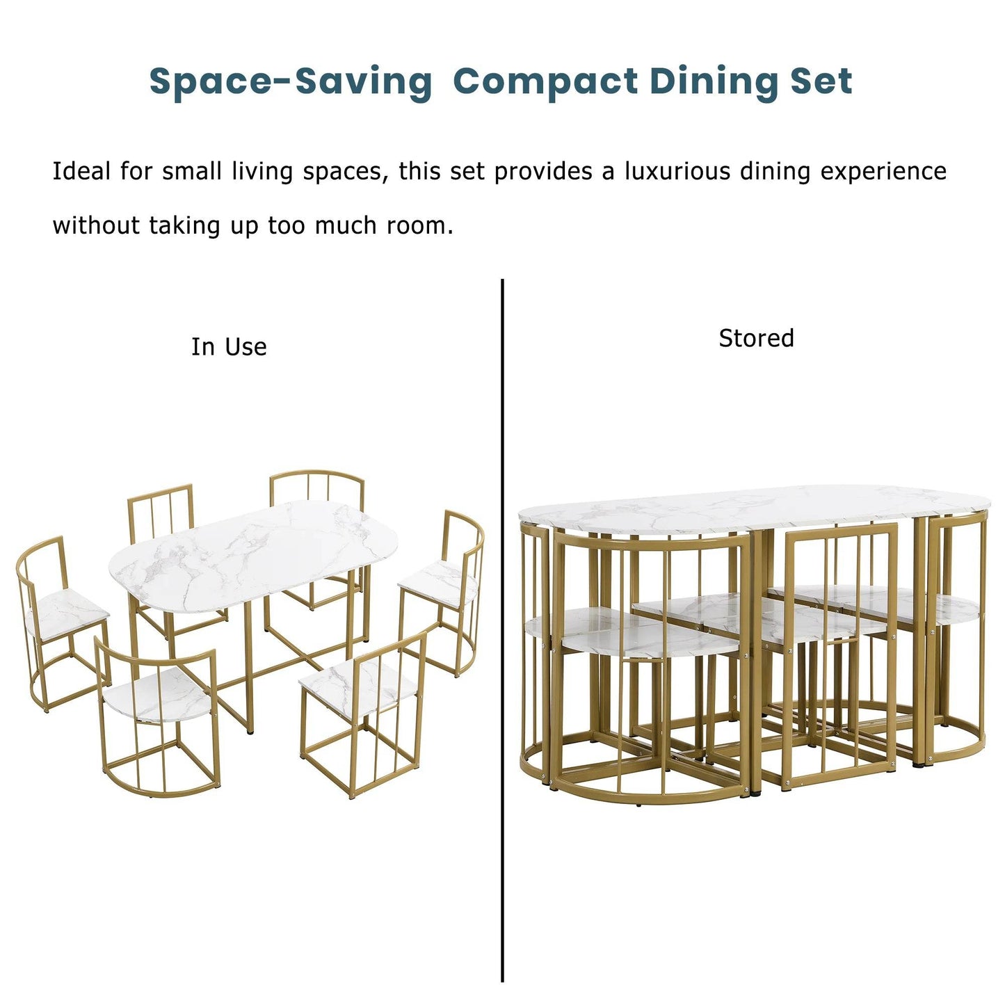 TOPMAX Modern 7-Piece Dining Table Set - Loft&Timber