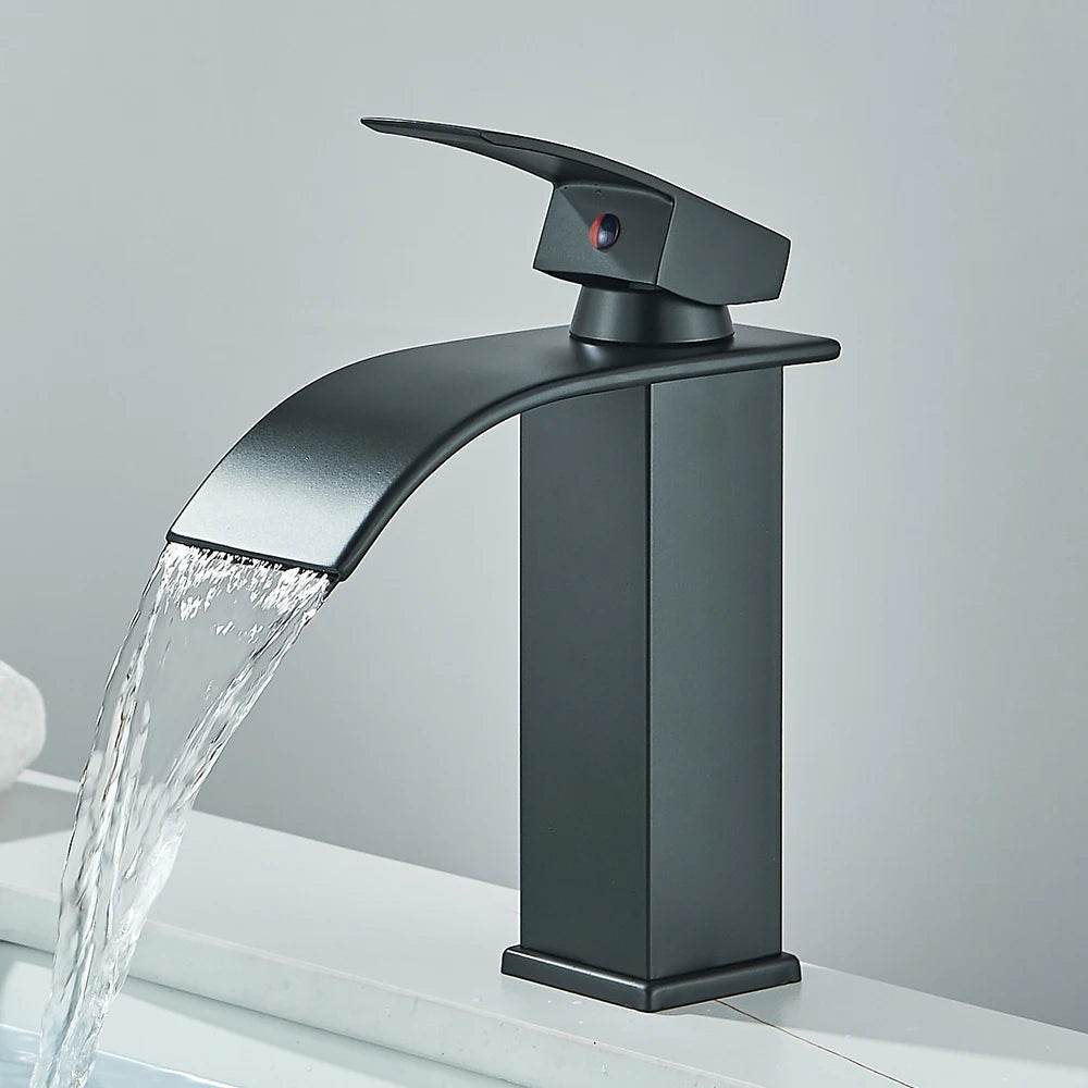 Quyanre Matte Black Waterfall Basin Faucet - Loft&Timber
