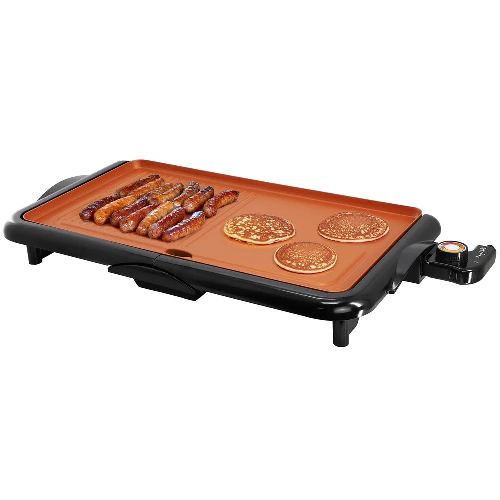 18.89" Electric Grill Griddle Non-Stick Copper Coating - Loft&Timber