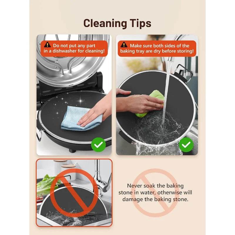 Electric Pizza Oven Indoor with Glazed Ceramic Stone, 12-Inch - Loft&Timber