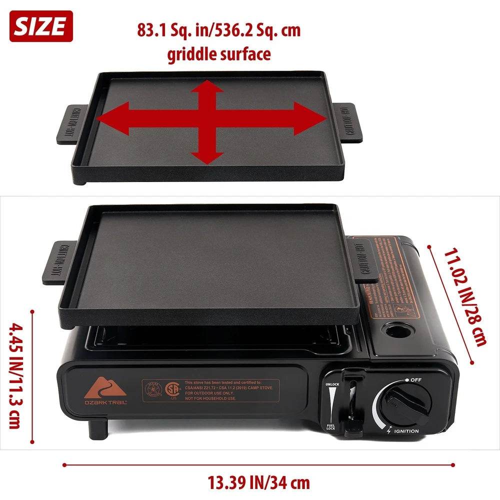 2 in 1 Butane Griddle 7650 BTU - Loft&Timber