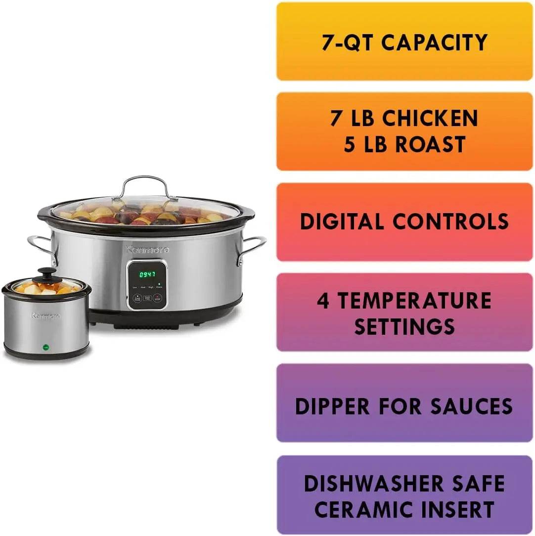 Kenmore Stainless Steel Programmable Slow Cooker 7 Quart - Loft&Timber