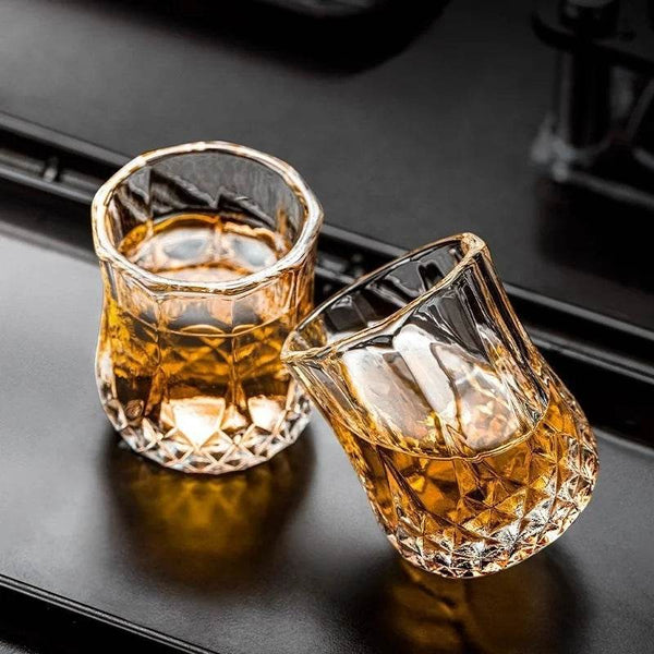 6Pcs Whiskey Glass Cup Rum Liqueur Mini Shot Glass Creative Diamond Shaped
