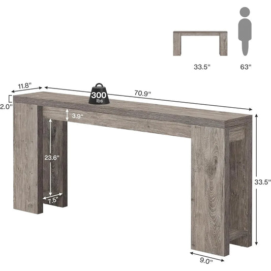 70.9" Console Table, Farmhouse Wooden Entryway Table for Behind Couch - Loft&Timber