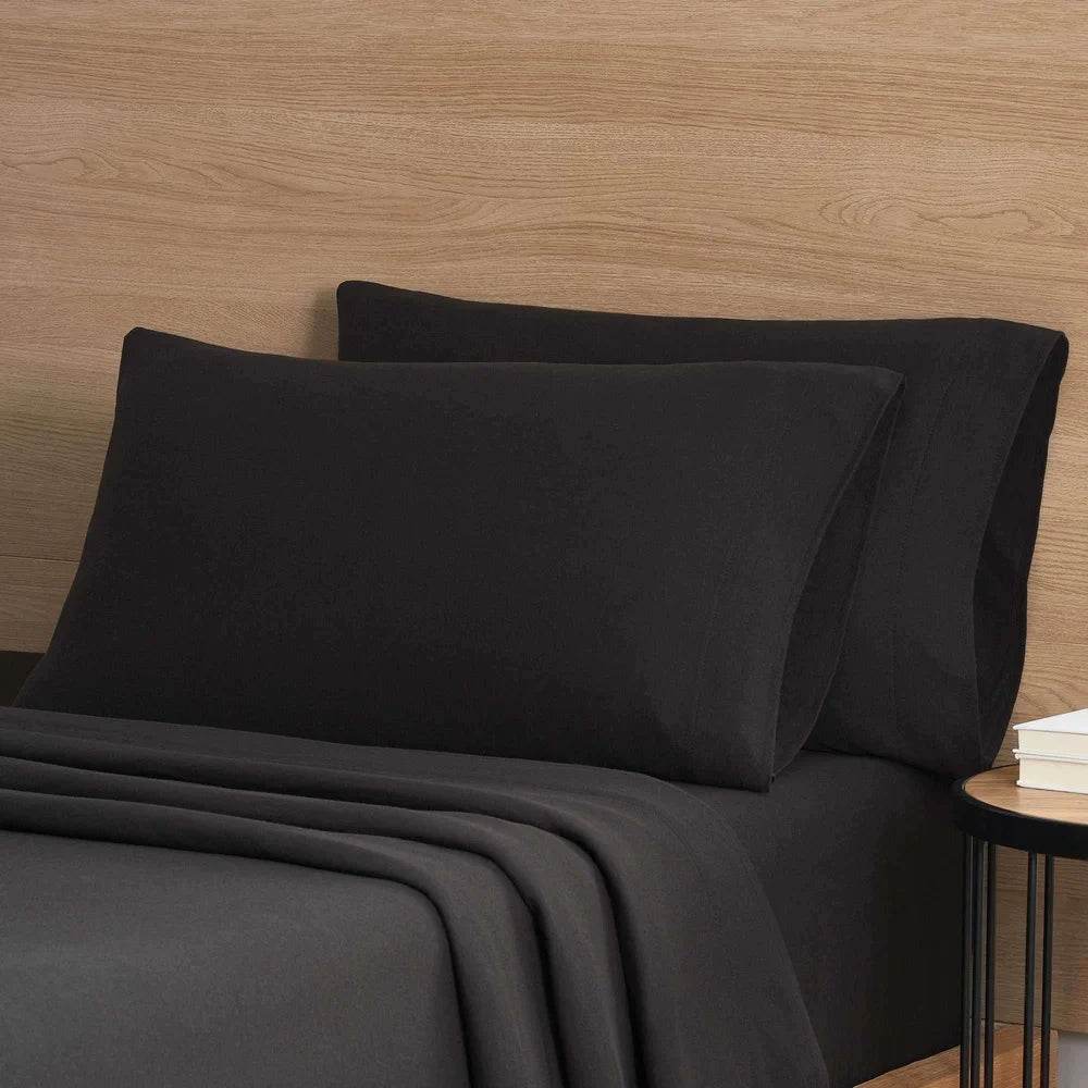 Cotton Rich Jersey Bed Sheet Set King 4 Pieces Breathable Soft Cozy Stretchy Fitted Flat Pillowcases - Loft&Timber