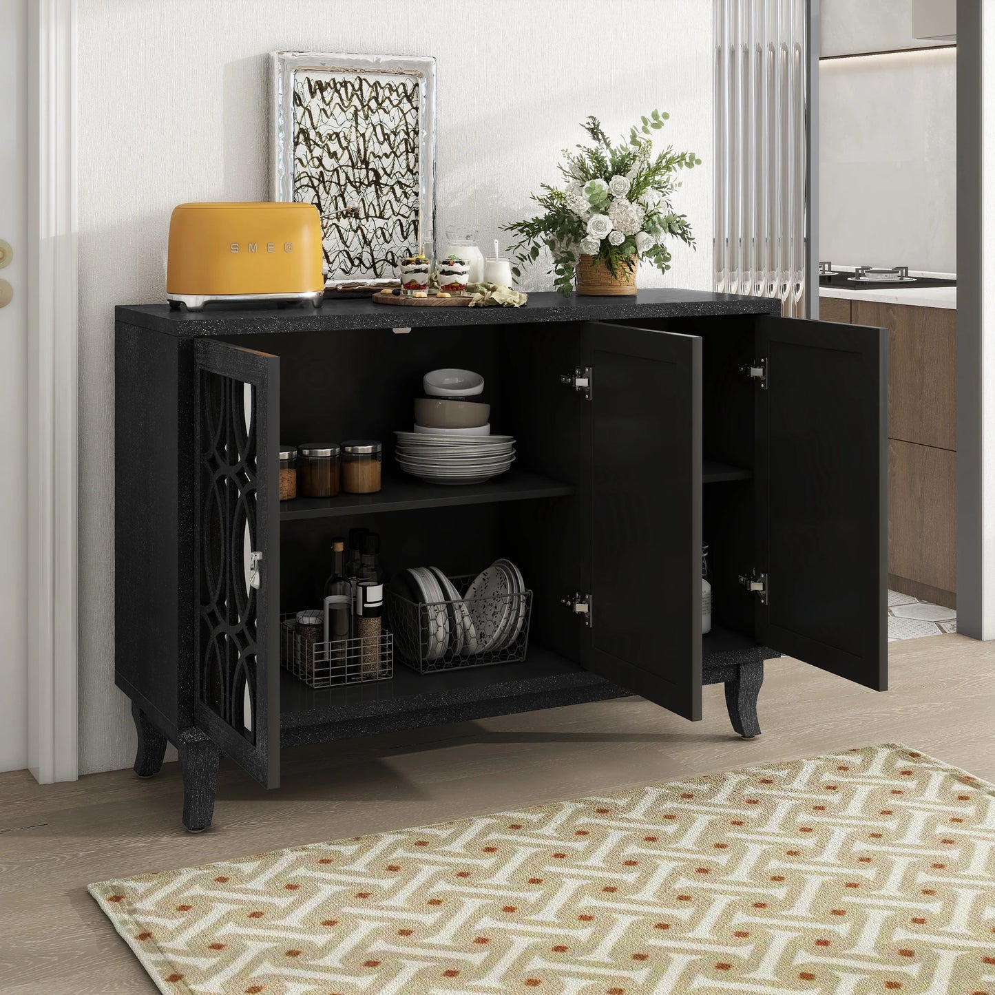 47" Sideboard with 3 Glass Doors - Loft&Timber