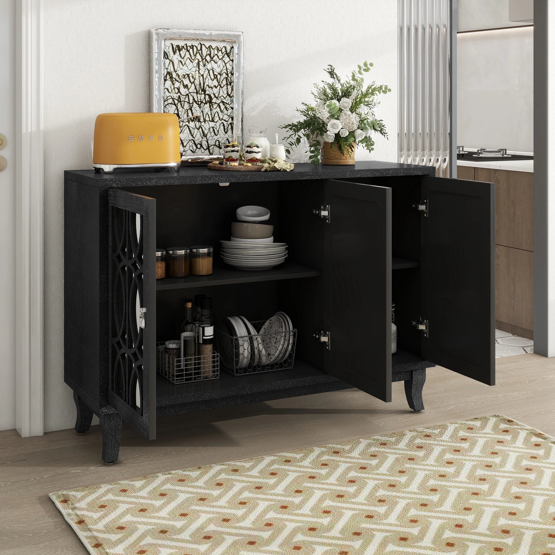 47" Sideboard with 3 Glass Doors - Loft&Timber