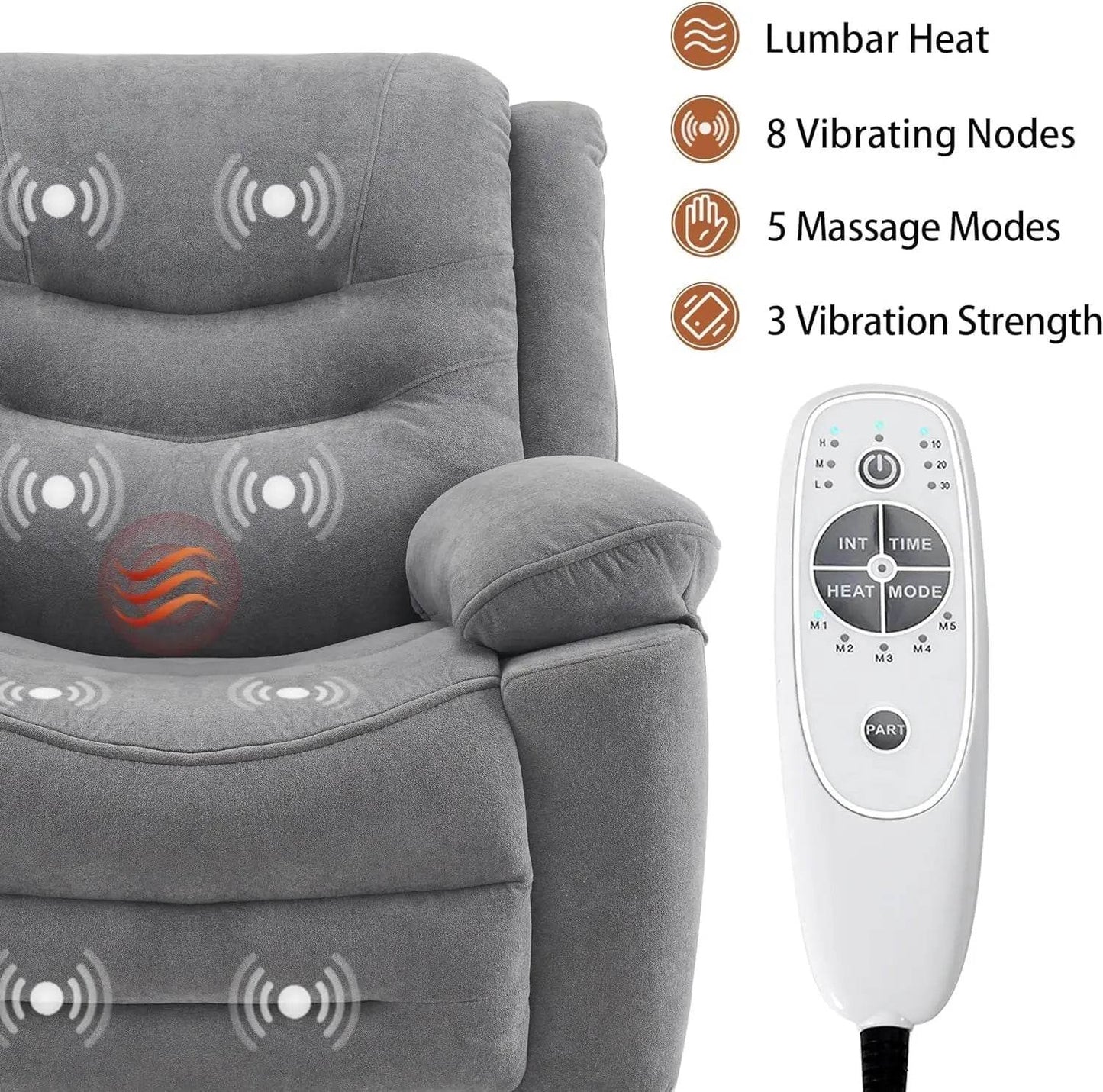 Power Swivel Rocker Recliner with Massage and Heat - Loft&Timber