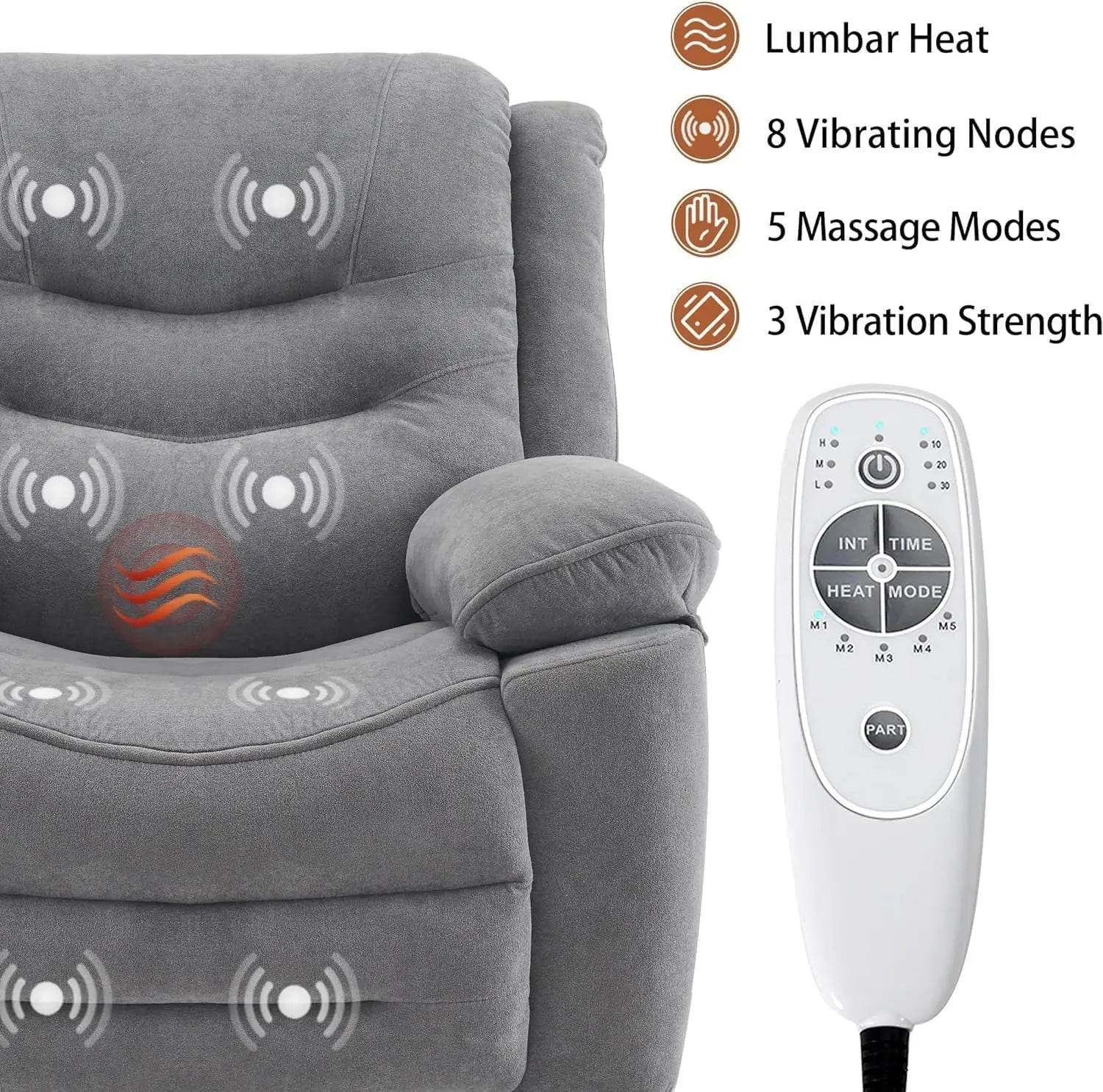 Power Swivel Rocker Recliner with Massage and Heat - Loft&Timber