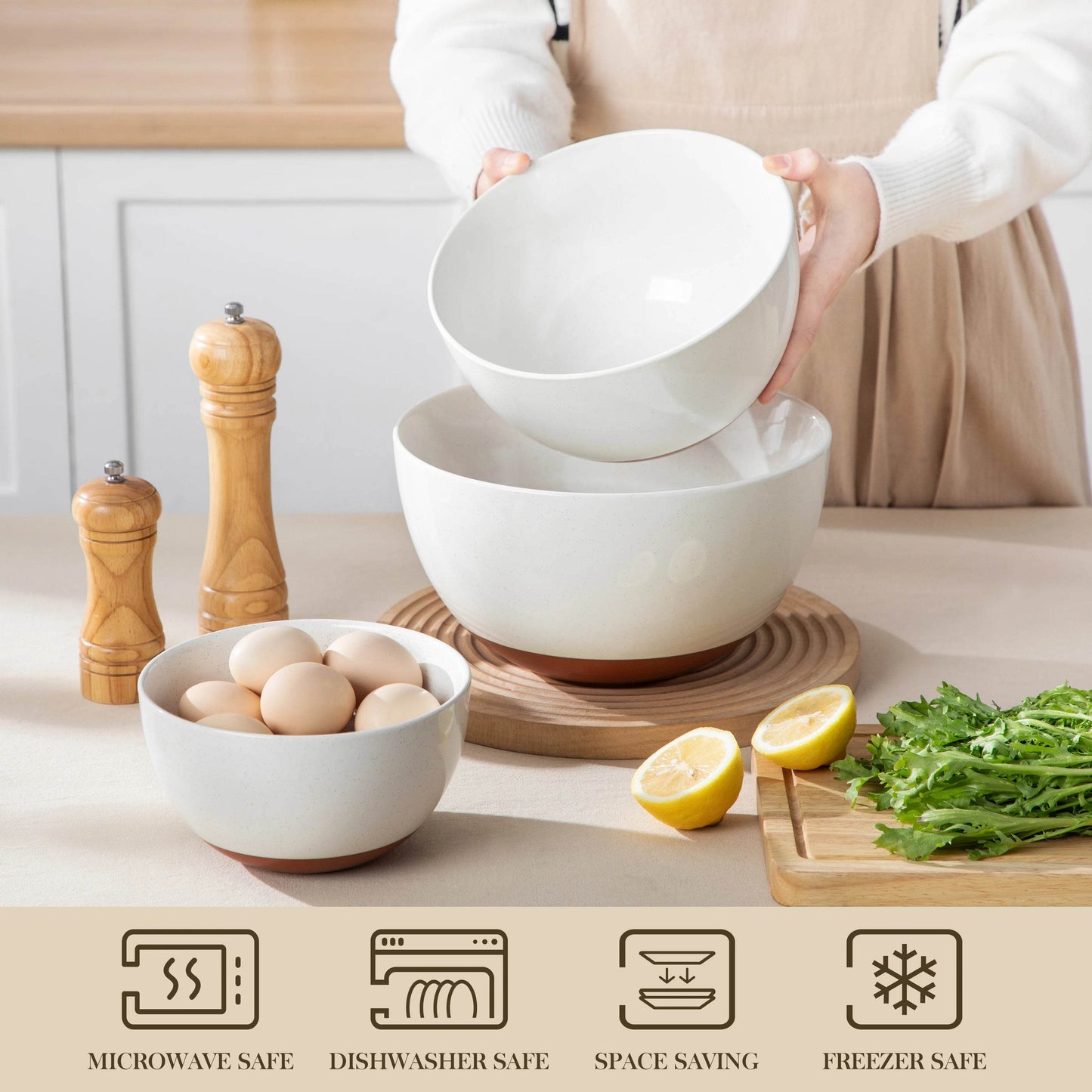 MALACASA 3/6 Piece Ceramic Large Mixing Bowls - Loft&Timber