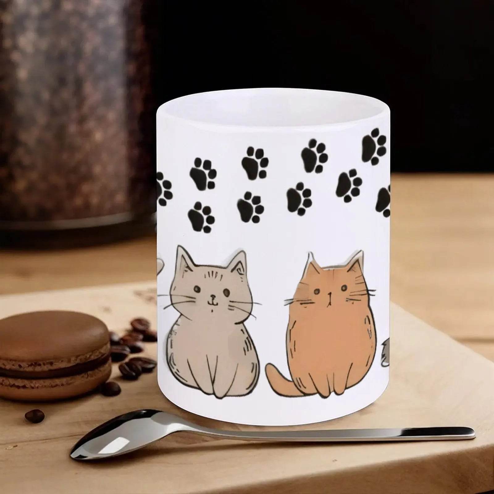 Four Cats With Paw Prints. Espresso Cups, 330ml Coffee Cups - Loft&Timber
