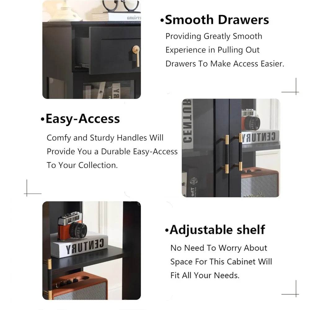 58'' Accent Buffet Credenza with 2 Glass Doors - Loft&Timber