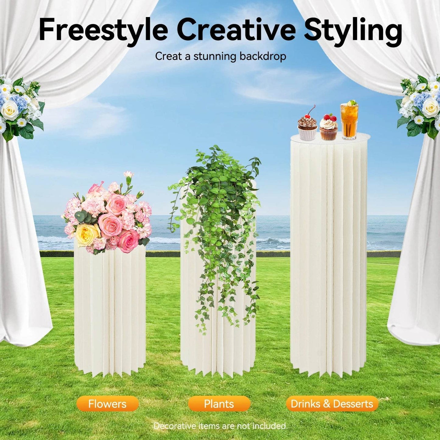 3-Tier Cardboard Centerpiece Stands, 60cm 80cm 100cm - Loft&Timber
