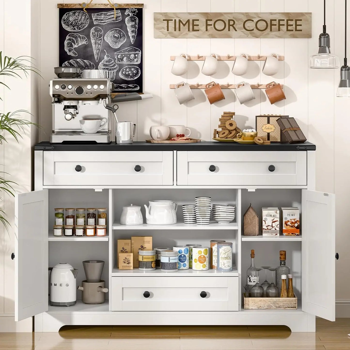 47" Vabches Buffet Cabinet Wood Sideboard Cabinet - Loft&Timber