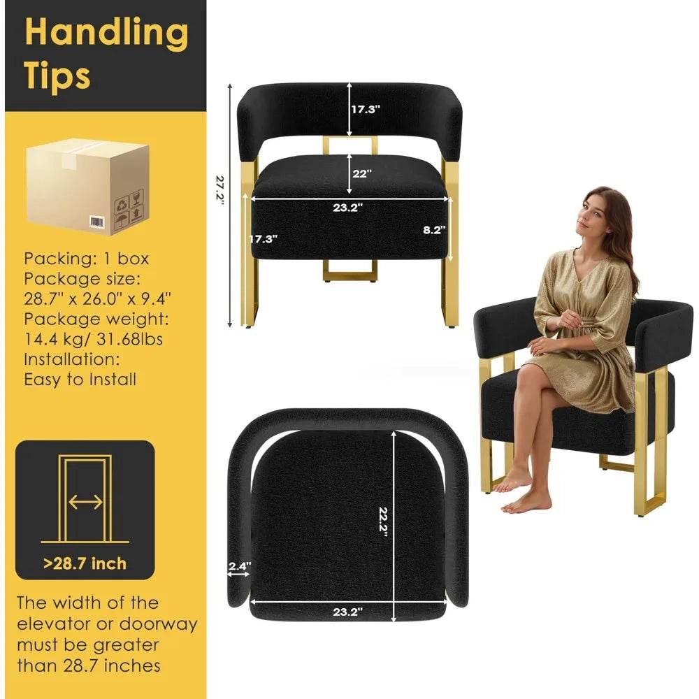 Modern Black and Gold Accent Chair Set of 2 - Loft&Timber