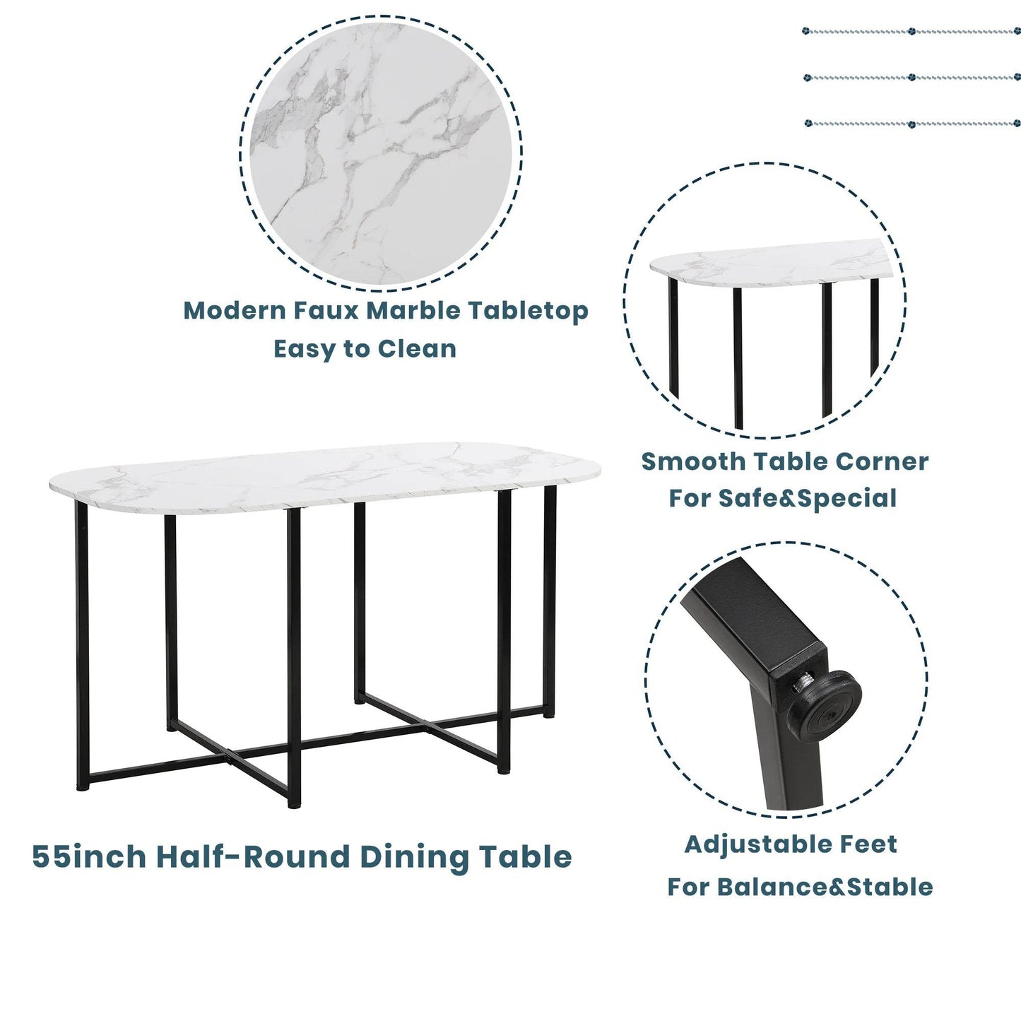 TOPMAX Modern 7-Piece Dining Table Set - Loft&Timber