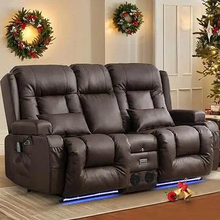Power Loveseat Recliner Sofa with Massage & Heat - Loft&Timber