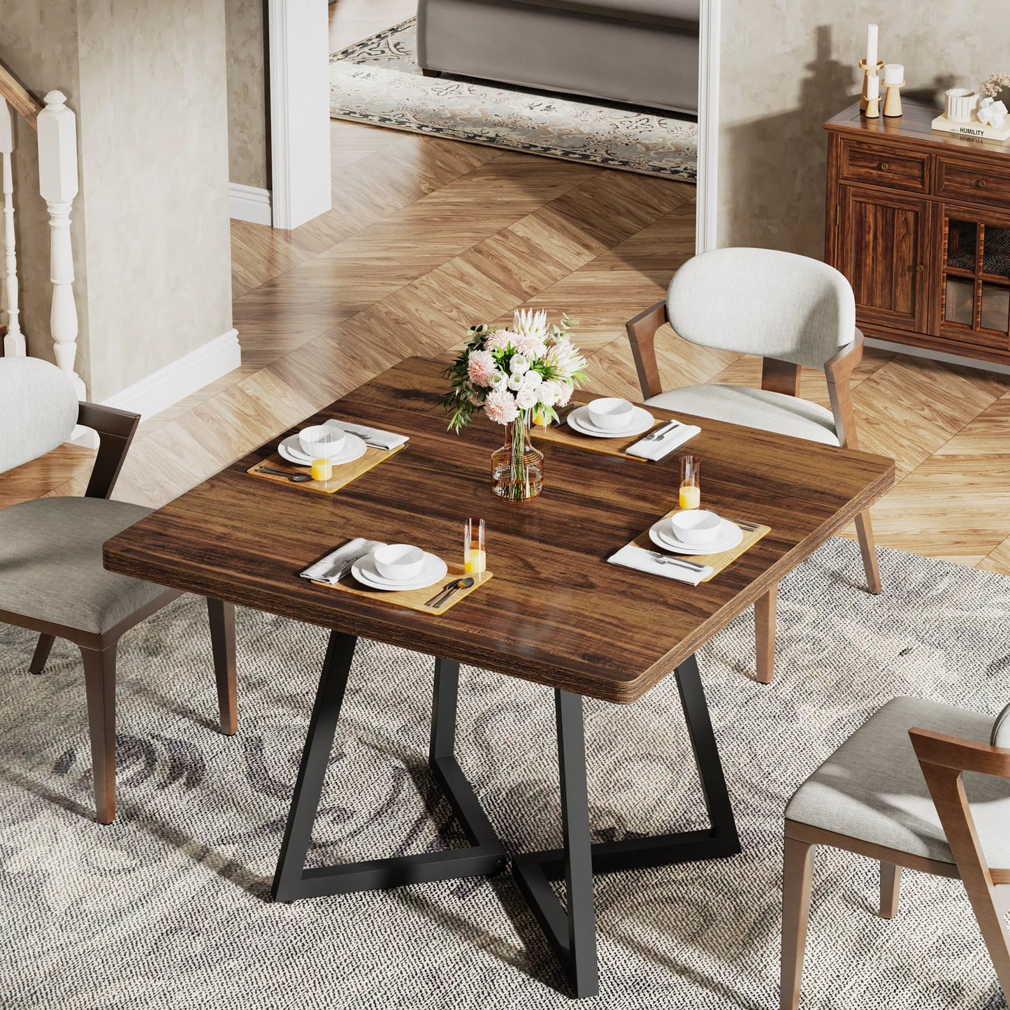 Tribesigns Square Dining Table for 4, 31.5" - Loft&Timber