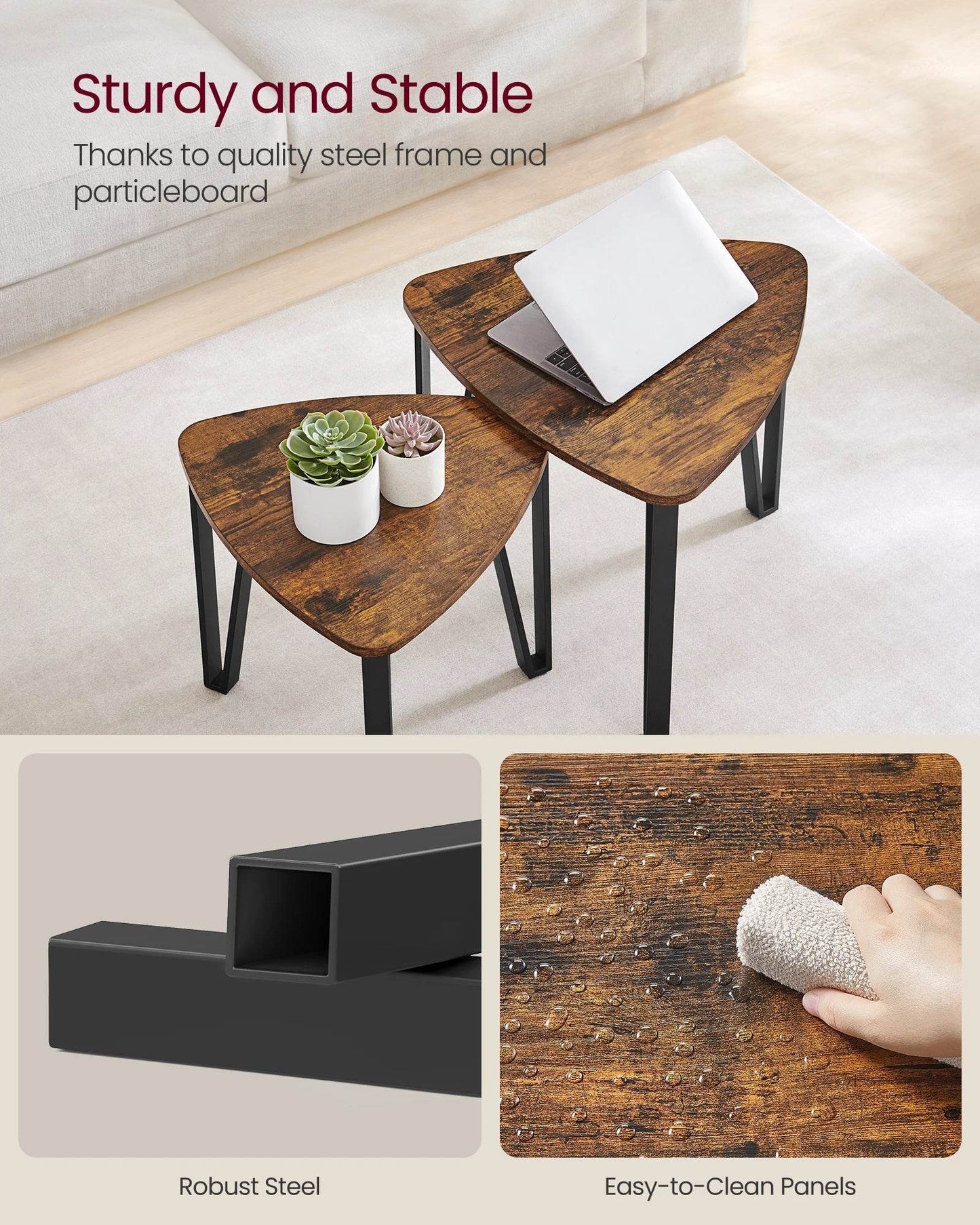 VASAGLE Nesting End Tables Set of 2 - Loft&Timber