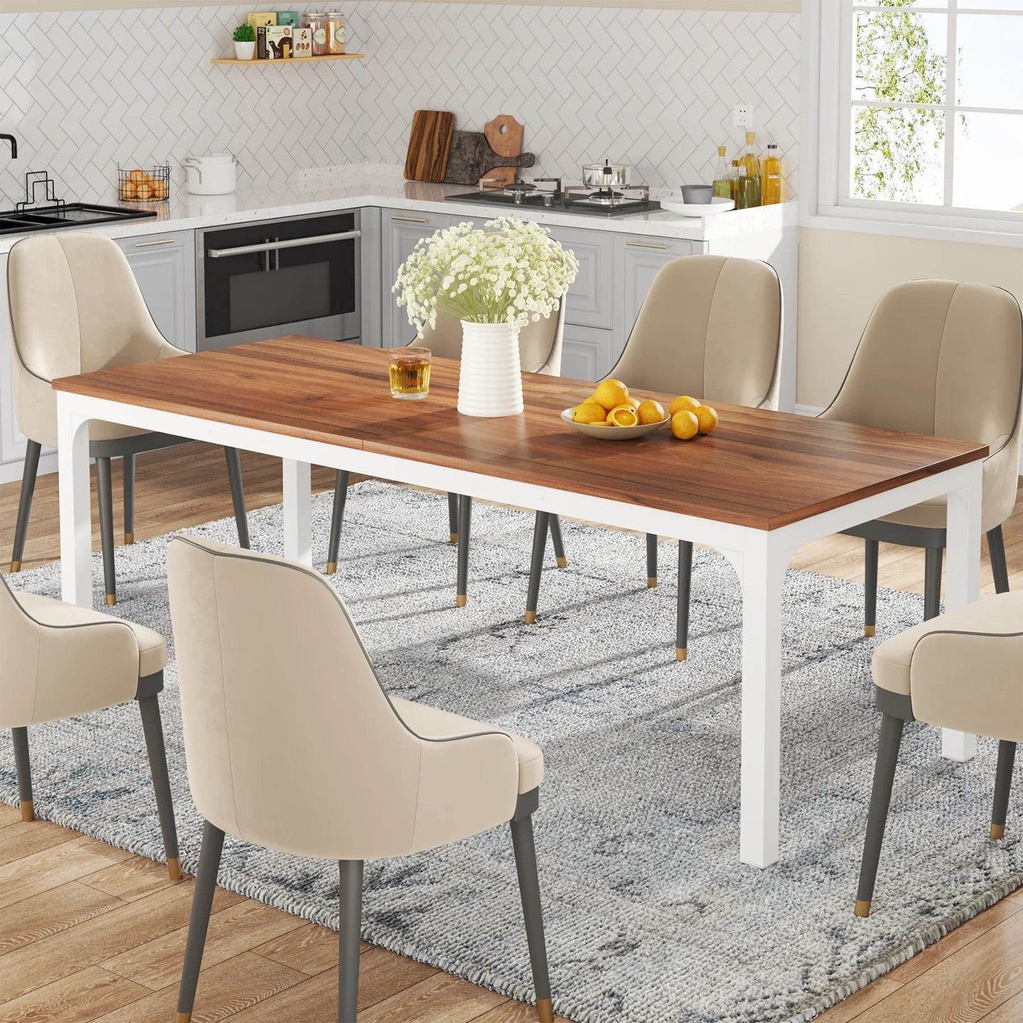 Tribesigns Dining Table for 6-8 People, 200cm - Loft&Timber