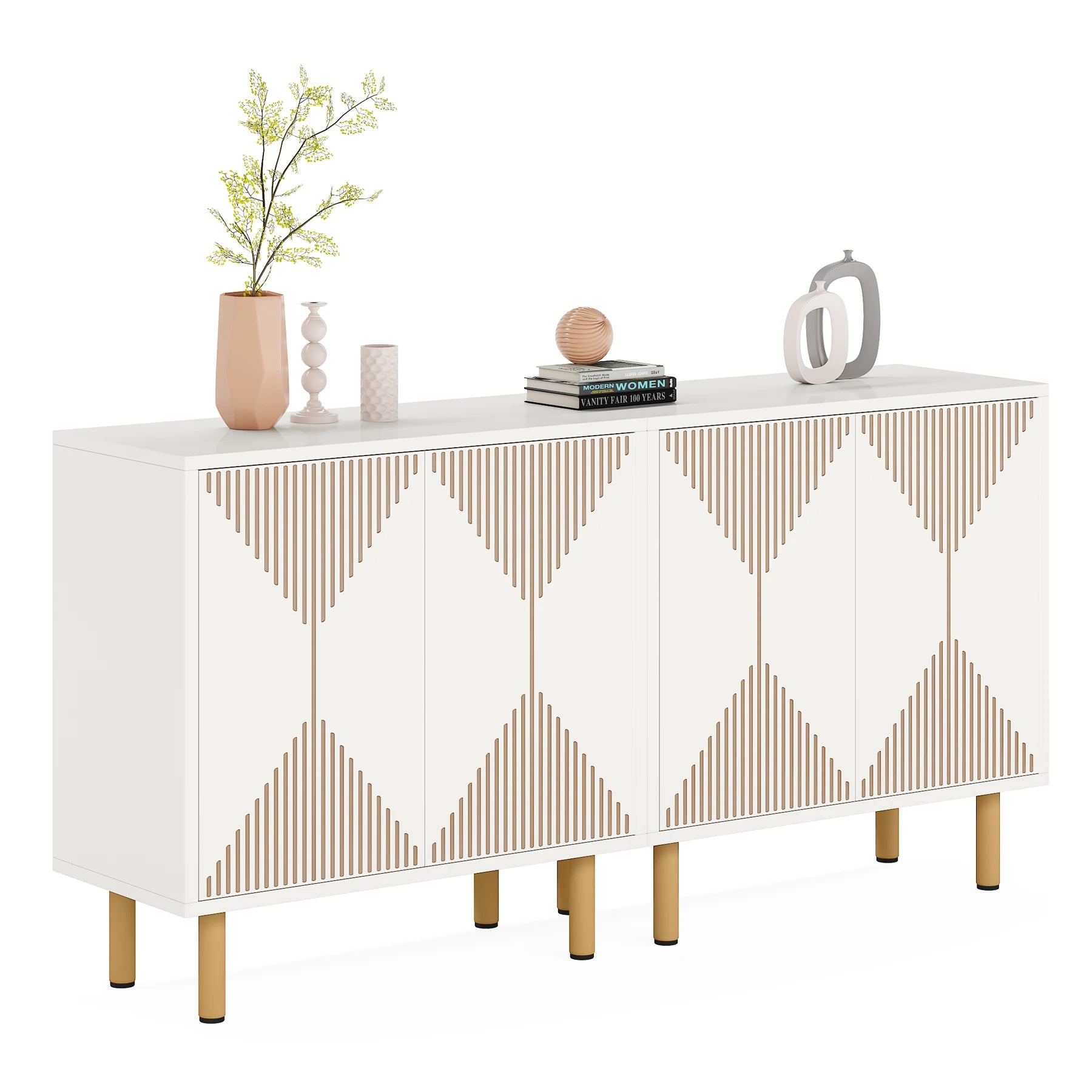 59" Tribesigns Modern Natural Storage Cabinet; Freestanding Floor Cabinet - Loft&Timber