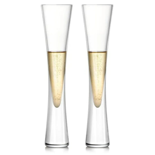 Hand Blown Clear Crystal Champagne Flute Glasses