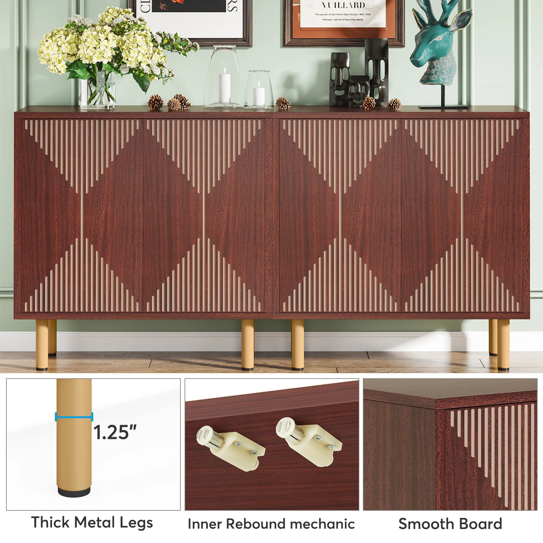 59" Tribesigns Modern Natural Storage Cabinet; Freestanding Floor Cabinet - Loft&Timber