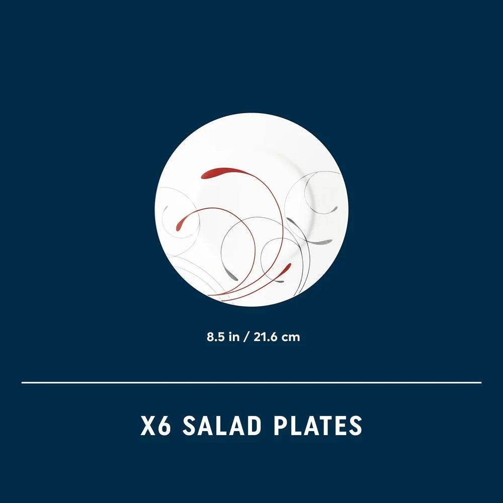 8.5 Inch Glass Salad Plate Set of 6 Durable Stackable Microwave Dishwasher Safe